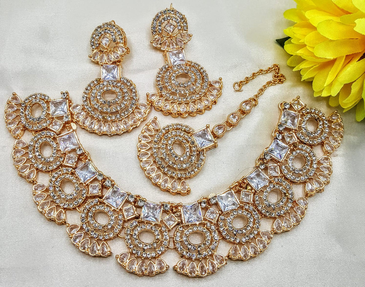 necklace set, necklace and earring set, bridal necklace, gold necklace set, gold necklace and earring set, necklace earring set, couples necklace set (V=1COL(BLACK)(JM2)NECK7)