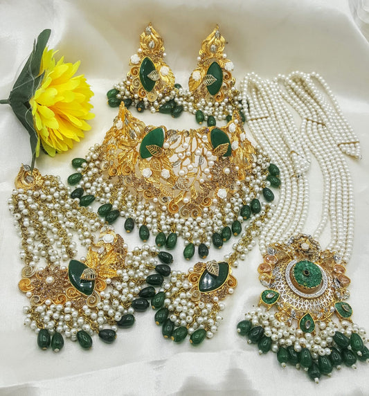 Choker Sets, Choker Necklace Set, Bridal Choker Necklace, High-Quality Choker Necklace, (V=3COL(GREEN)(JM2)CH1)