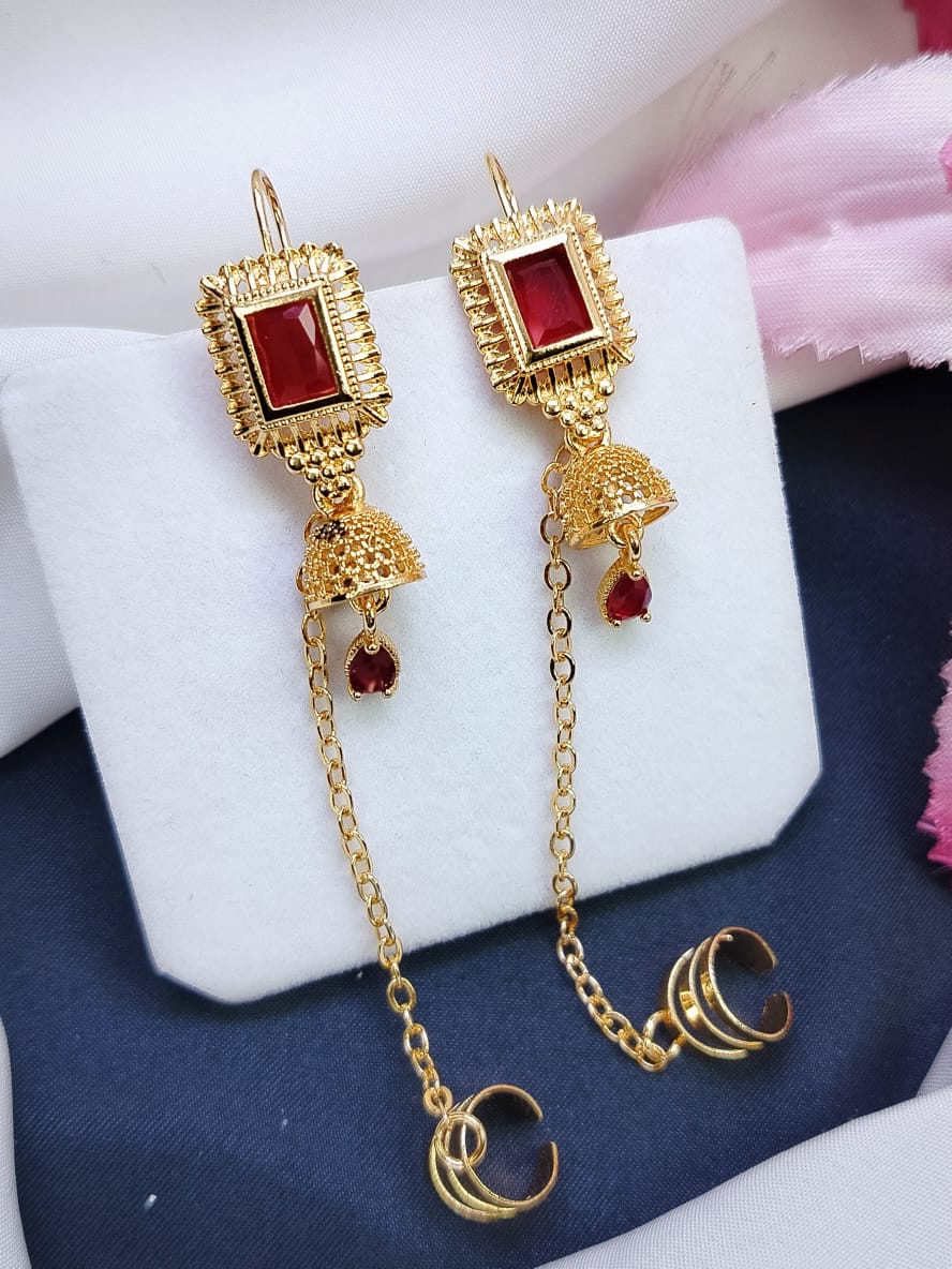 Zircon Jhumki🩶🤍🩶 Delicate Design Fancy Zircon Set Gold Plated item Zircon Jhumki Earcuffs Premium Quality