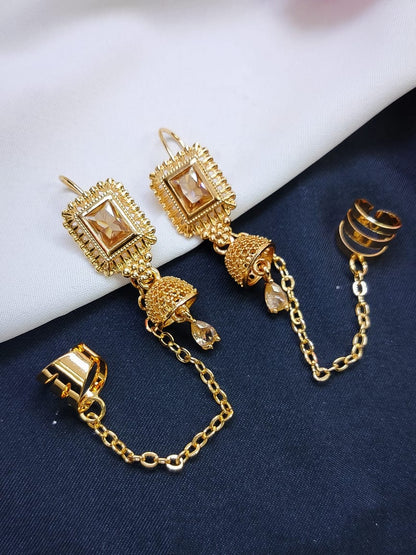 Zircon Jhumki🩶🤍🩶 Delicate Design Fancy Zircon Set Gold Plated item Zircon Jhumki Earcuffs Premium Quality