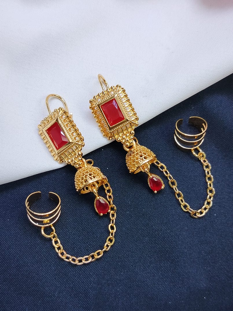 Zircon Jhumki🩶🤍🩶 Delicate Design Fancy Zircon Set Gold Plated item Zircon Jhumki Earcuffs Premium Quality