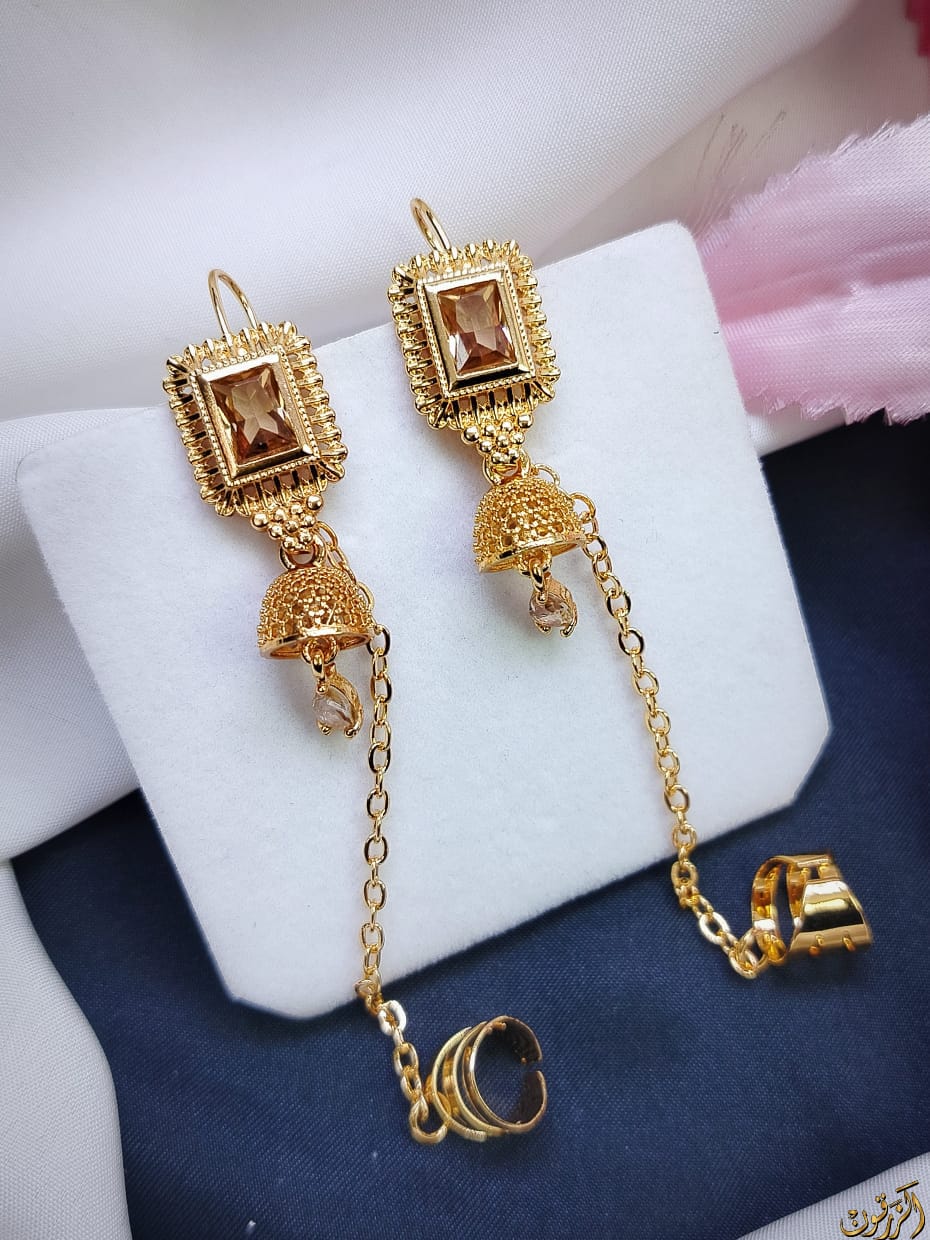 Zircon Jhumki🩶🤍🩶 Delicate Design Fancy Zircon Set Gold Plated item Zircon Jhumki Earcuffs Premium Quality