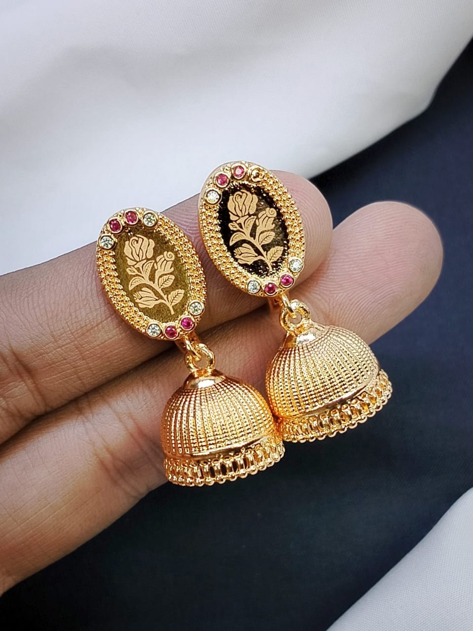 Jhumkis⚫⚪⚫ Delicate Design Fancy Zircon Set Gold Plated item 8 Different Designs Premium Quality